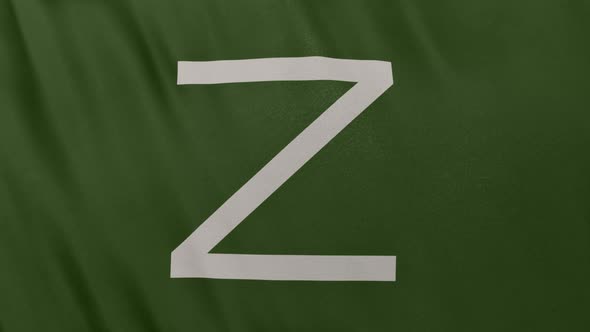 Military and Propaganda Flag Symbol of Pro-Russian White Z Sign on Green Loop Background