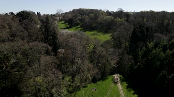 North Cotswold Wooded Valley Spring Season Aerial Landscape Mickleton Kiftsgate Court Gardens