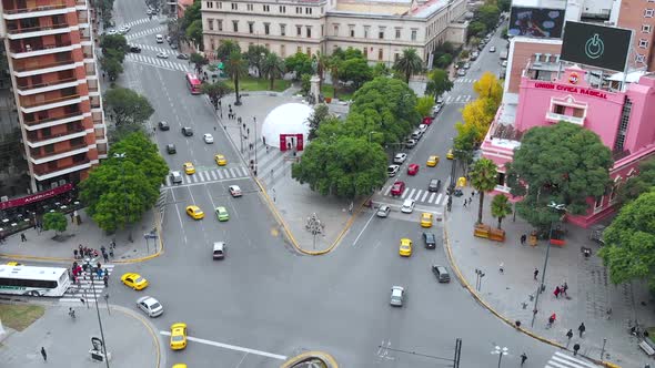Square Dalmacio Velez Sarsfield Plaza, Avenue (Cordoba, Argentina) aerial view