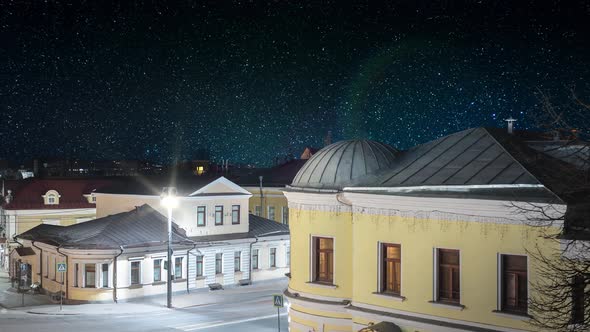 Night Stars Timelapse Milky Way Old European Center of City