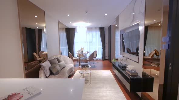 Elegant Black, White, and Gold Apartment Interior Design Walkthrough From Pantry to Living Area alt