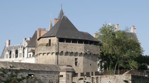Architecture and towers of famous Dukes of Brittany castle  4K 2160p 30fps UHD footage - French Pays alt