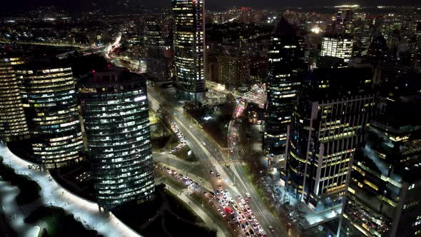 Night scape of downtown Santiago Metropolitan Region of Chile. alt