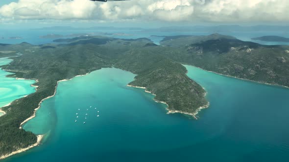 Aerial View of Whitsunday Islands Archipelago From a Flying Airplane alt