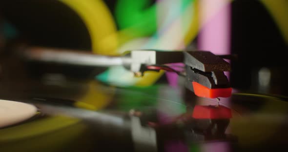 24 fps Cinemagraph Shot of Vinyl Turntable Record Player Needle