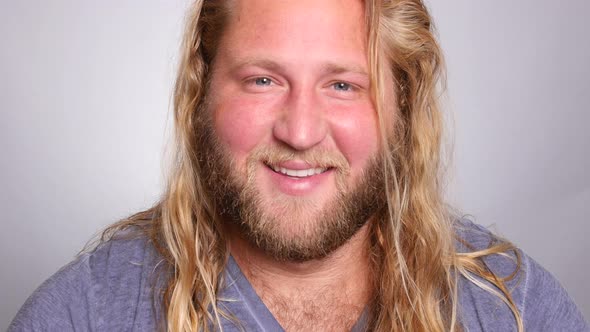 Closeup portrait of man on white background