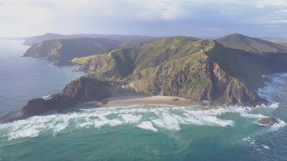 New Zealand dramatic coastline aerial