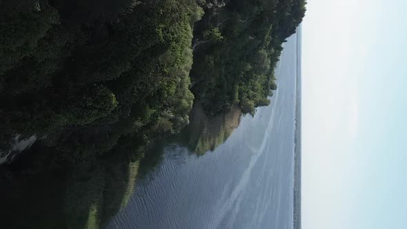 Vertical Video Aerial View of the Dnipro River  the Main River of Ukraine alt