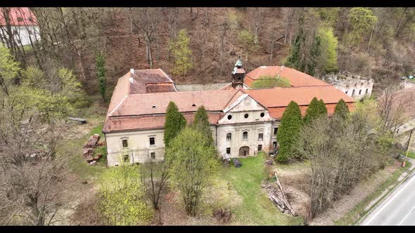 Aerial view of the manor house in Povazska Bystrica, Slovakia