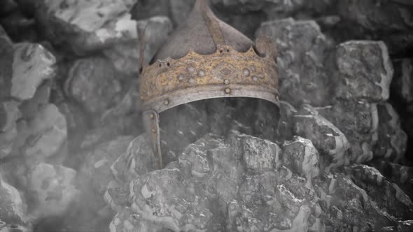 King Helmet With A Crown Embedded In A Rocks And Ice alt