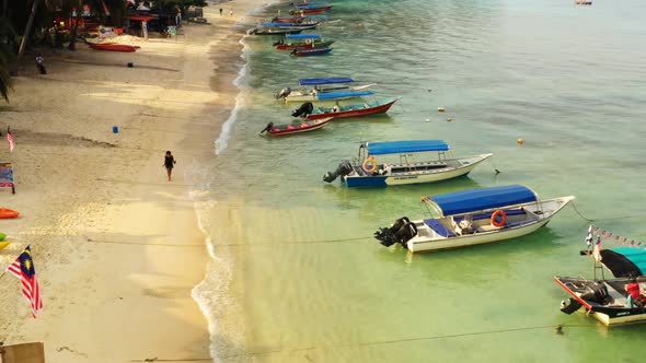 Close up view of the boats parked on a beach