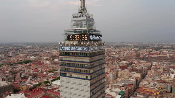 Backwards Reveal of Surroundings of Torre Latinoamericana Tall Building