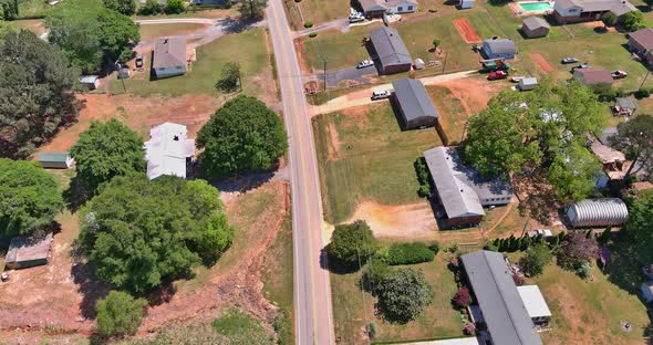 Landscape Scenic Aerial View of Suburban Settlement in USA with a Beautiful Town Detached Houses the alt