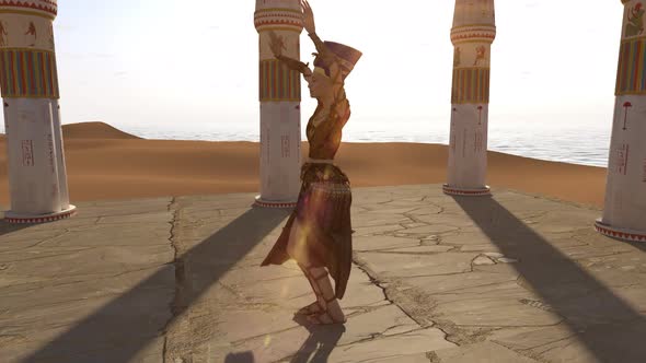 Queen Nefertiti Dancing in Front of the Great Pyramid