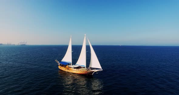 Aerial View of the Palinuro Sailing Ship at Sea