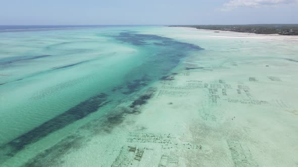 Zanzibar Tanzania  Aerial View of the Ocean Near the Shore of the Island Slow Motion alt