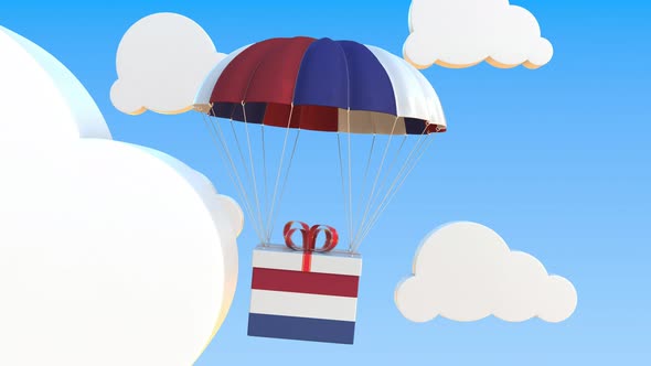 Carton with Flag of the Netherlands Falls with a Parachute alt