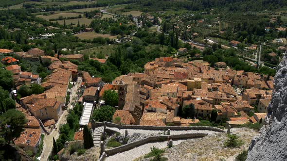 Panoramic View of the Old Town's Rooftops, Moustiers-Sainte-Marie, France alt