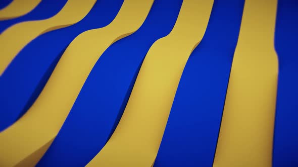 3d Abstract Wavy Yellow Blue Lines