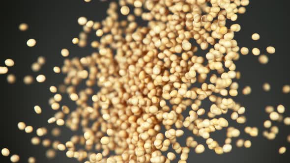 Super Slow Motion Shot of Soybeans Side Colision on Grey Background at 1000Fps alt