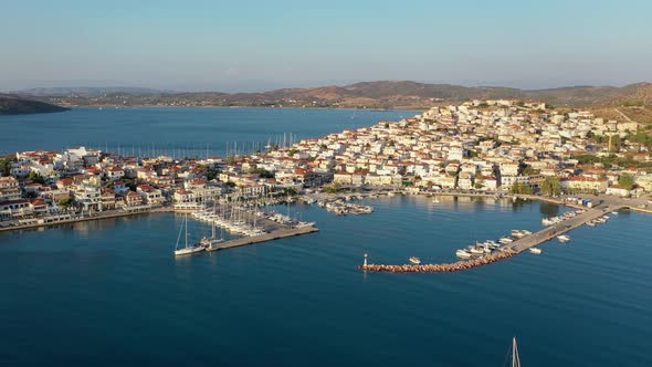 Aerial View of Ermioni Old Town and Marina or Seaport Greece  Drone Videography alt