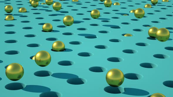 Minimalist loop golden spheres geometric abstract background. 3d Render animation alt