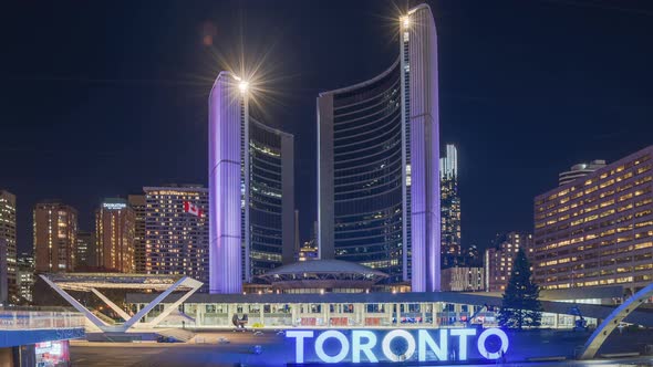 Toronto, Canada, Hyperlapse - The city hall at night