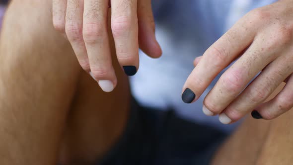 Male Hands with Two Tone Manicure alt