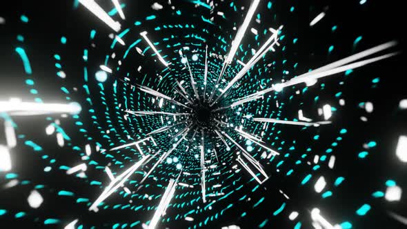 Seamlessly Looped Abstract Circular Endless Tunnel With Neon White Lines Background