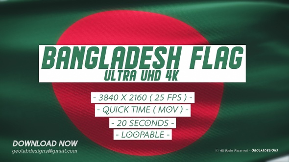 Bangladesh Flag - Ultra UHD 4K Loopable alt