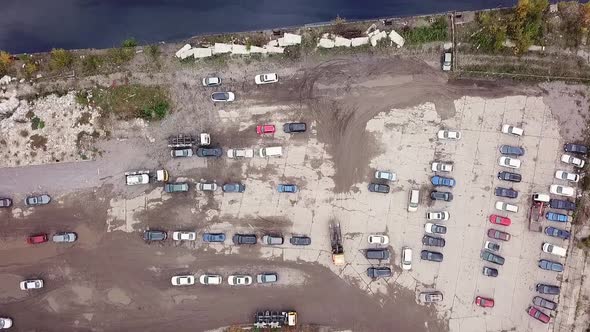 A Site for Cars Evacuated for Violation of Parking Rules From a Bird's Eye View