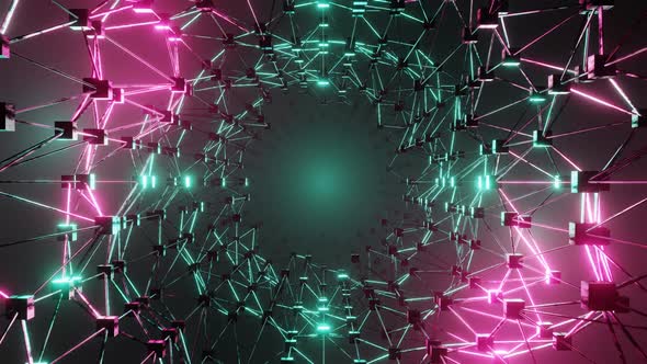 HD Flight in abstract sci-fi tunnel seamless loop. Futuristic motion graphics, high t