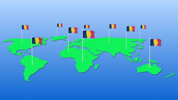 Flag Of Chad Around The World Flying Wave Animation alt