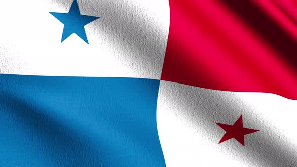 Seamless Loop 4K VDO. Panama national flag blowing in the wind isolated
