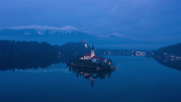 Bled Lake and Marijinega Vnebovzetja Church at Night alt