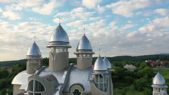 Aerial View of Church of the Holy Prophet Elijah at Truskavets Ukraine alt