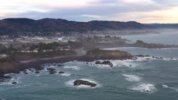 Aerial view of coastline of Brookings, Oregon, USA., Stock Footage