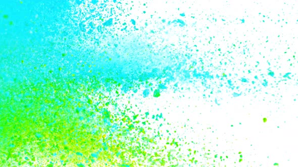 Super Slow Motion Shot of Color Powder Explosion Isolated on White Background at 1000Fps alt