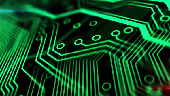 3D Animation of Electronic Circuit Board Close Up alt