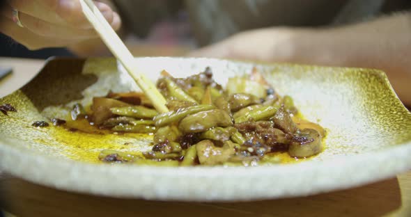 Handmade Ceramic Plate with Vegetables and Meat in Sweet and Sour Sauce alt