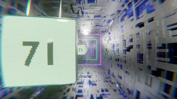 Camera Movement Along Neon Scifi Tunnel with Blur