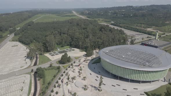 Aerial view of Black Sea Arena, the biggest concert hall of the country located in Guria alt