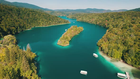 Aerial View of the Plitvice Lakes in the National Park of Croatia Clean Nature alt