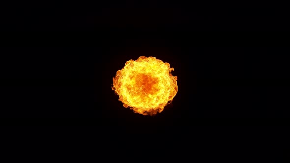 Super Slow Motion Shot of Fireball Explosion Towards the Camera Isolated on Black at 1000Fps alt