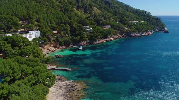 Flight Over Beautiful Seashore at Mallorca