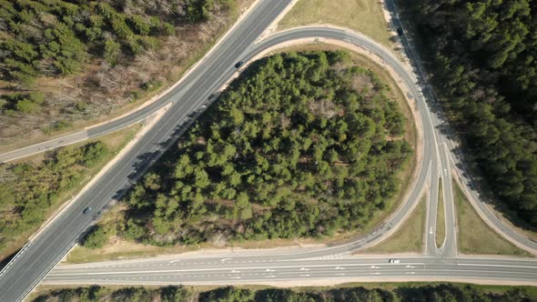 AERIAL: Huge Roundabout in Prienai Highway alt