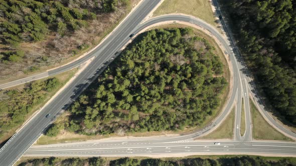 AERIAL: Huge Roundabout in Prienai Highway
