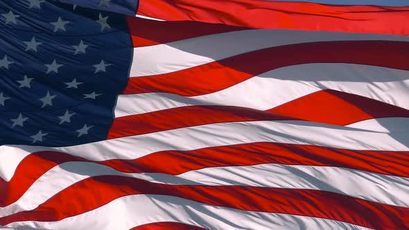 American Flag Slow Motion Waving Close Up Video