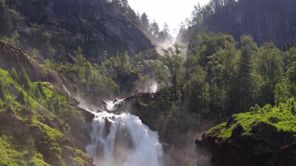 Latefossen Is One of the Most Visited Waterfalls in Norway and Is Located Near Skare and Odda alt
