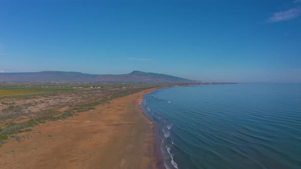 Aerial Video of the Shore of the Caspian Sea Overlooking the City of Derbent